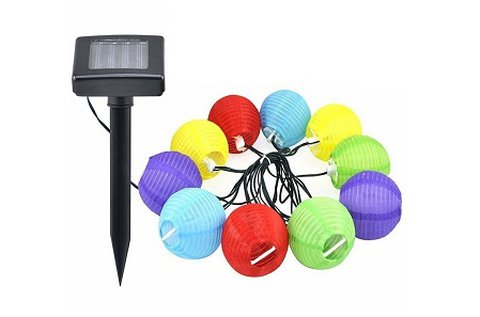 Színes szolár lampionfüzér 10 db LED-es lampionnal