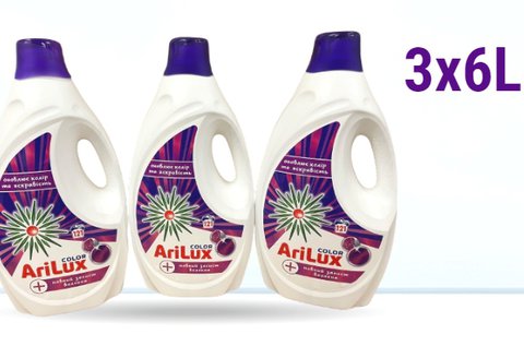 3x6 l-es AriLux folyékony mosószer színes ruhákhoz