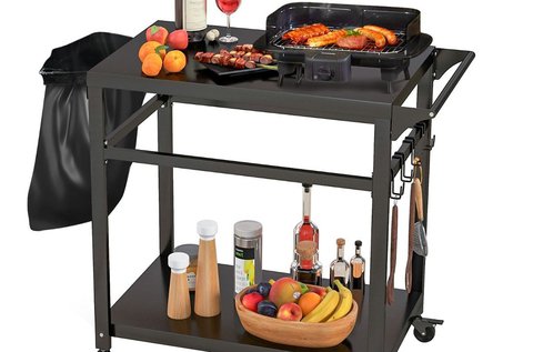 Kültéri grillkocsi fékezhető görgőkkel